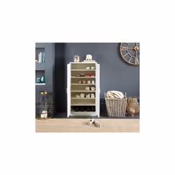 MMT 7-Tier White Shoe Rack, 2 Doors, 6 Shelves, 55x35.5x108cm