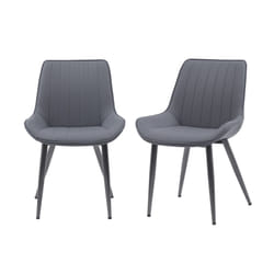 MMT Dining Chairs Set of 2, Grey or Tan Bucket Style, High Back with Black Legs, 54.5x62.5x85 cm (Dark Grey)