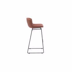 MMT Bar Stools Set of 2, Tan PU Leather, Sleigh Legs & Retro Style for Breakfast Bar, 47.5x50.5x99.5 cm (Tan)