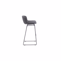 MMT Bar Stools Set of 2, Grey PU Leather, Sleigh Legs & Retro Style for Breakfast Bar, 47.5x50.5x99.5 cm (Grey)