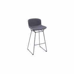 MMT Bar Stools Set of 2, Grey PU Leather, Sleigh Legs & Retro Style for Breakfast Bar, 47.5x50.5x99.5 cm (Grey)