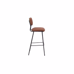 MMT PU Leather Bar Stools Set of 2, Grey/Tan with Steel Frame, Retro Industrial Style, 45.5x49.5x107.5 cm (Tan)