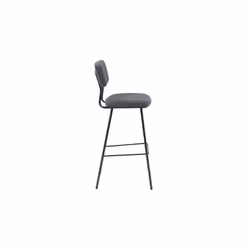 MMT PU Leather Bar Stools Set of 2, Grey/Tan with Steel Frame, Retro Industrial Style, 45.5x49.5x107.5 cm (Dark Grey)
