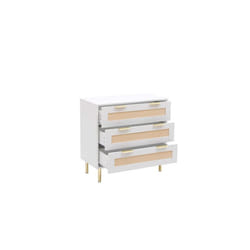 MMT White Chest with Rattan Fronts, 3 Storage Drawers