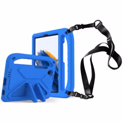 Techair TAXSGA039 Kids’ handled Samsung Tab A9+ Case. Lightweight, durable, and child friendly! Shock-absorbing protection, a built-in kickstand, sturdy handle, and an adjustable shoulder strap make it perfect for on-the-go fun.