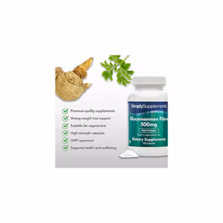 Glucomannan Capsules 500mg | Popular Appetite Suppressant Supplement for Weight Loss | Vegan & Vegetarian Friendly | 120 Capsules | Vegetarian Safe |