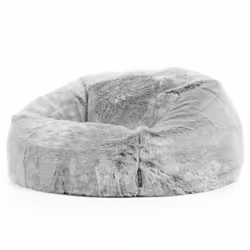 Classic Faux Fur Bean Bag Chair, Living Room Bean Bags for Adults - Arctic Wolf Grey