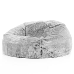 Classic Faux Fur Bean Bag Chair, Living Room Bean Bags for Adults - Arctic Wolf Grey