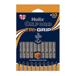 Helix Oxford Tri-Grip Ballpoint Pens (x10 Pack Black Ink)