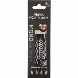 Helix Oxford Monochrome Gel Black Ink Pens x4