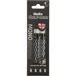 Helix Oxford Monochrome Gel Black Ink Pens x4