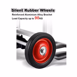 Folding Hand Truck Aluminium Heavy Duty Foldable Trolley Wheels Sack Cart 90kg
