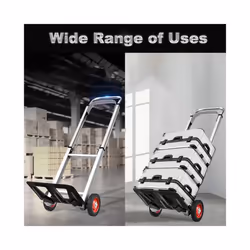 Folding Hand Truck Aluminium Heavy Duty Foldable Trolley Wheels Sack Cart 90kg
