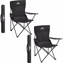 Set of 2 Camping Chairs Lightweight Folding Portable Arm Rest Outdoor Cup Holder
