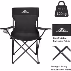 Set of 2 Camping Chairs Lightweight Folding Portable Arm Rest Outdoor Cup Holder