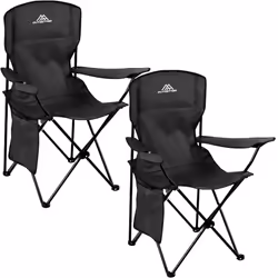 Camping Chair Lightweight Folding Portable Cup Holder Side Pocket Outdoor 120kg - 2 Chairs
