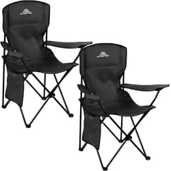 Camping Chair Lightweight Folding Portable Cup Holder Side Pocket Outdoor 120kg - 2 Chairs