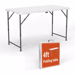 Heavy Duty 4ft Folding Table Plastic Trestle Garden Patio Picnic Dining Outdoor