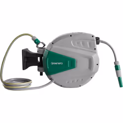 Wall Mounted Garden Hose Reel Retractable Pipe Auto Rewind System 180 Swivel