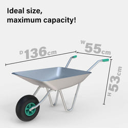 65L 85L Wheelbarrow Heavy Duty Galvanised Home Garden Metal Cart Pneumatic Tyre - 65 litres