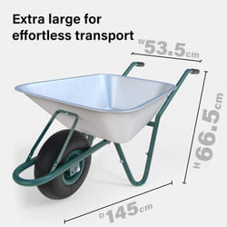 65L 85L Wheelbarrow Heavy Duty Galvanised Home Garden Metal Cart Pneumatic Tyre - 85 Litres
