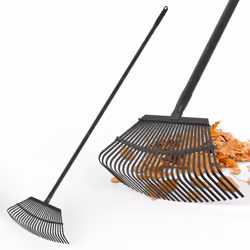 Garden Rake Heavy Duty 25-tooth Metal 65"Adjustable Long Handle Lawn Leveling