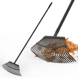 Garden Rake Heavy Duty 25-tooth Metal 65"Adjustable Long Handle Lawn Leveling