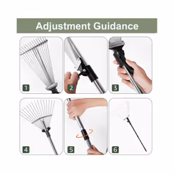 Garden Rake 80-152 cm Adjustable & Telescopic for Leaves Soil Artificial Grass