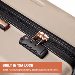 Luggage Set 3 Pcs Hard Shell ABS Suitcases TSA Lock Lightweight Spinner Wheels - Gold