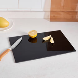 Glass Worktop Saver Kitchen Chopping Cutting Utensil Board Black Copper Slate - Black Glass
