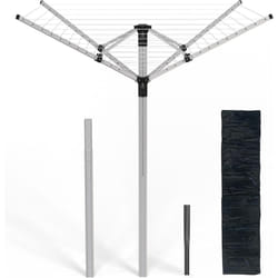 Aluminium 4 Arm 50M Rotary Washing Line Laundry Adjustable 120-180cm Dryer Cover