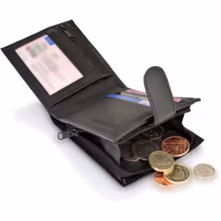 RFID Blocking Mens Soft Leather Wallet with Back Zip Compartment 11cm x 9.5cm x 1.5 cm - Black