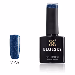 Bluesky Gel Nail Polish, Skinny Dip Vip07, Dark Blue Glitter, Long Lasting, Chip Resistant, 10 ml (Requires Drying Under UV LED Lamp)