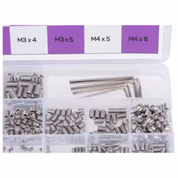 404 Pieces Set/Grub Screws M3/M4/M5/M6 with Hex Keys, Stainless Steel, Short
