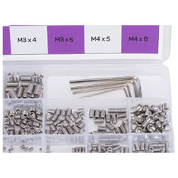 404 Pieces Set/Grub Screws M3/M4/M5/M6 with Hex Keys, Stainless Steel, Short