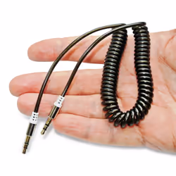 LUPO Coiled Aux Cable for Car, 3.5mm Audio Stereo Jack, Male to Male, 1m Gold Plated