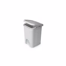 Addis Rattan Effect Square Bathroom Pedal Waste Trash Bin 5 Litre White