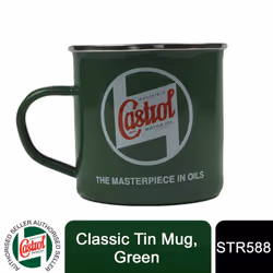 Castrol Classic Tin Mug with Classic Logo for Cuppa, Green
