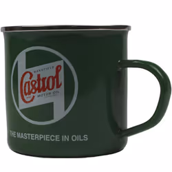 Castrol Classic Tin Mug with Classic Logo for Cuppa, Green