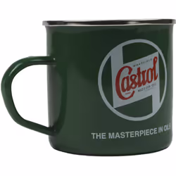 Castrol Classic Tin Mug with Classic Logo for Cuppa, Green