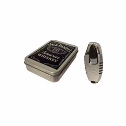Jack Daniel's tobacco tin and electronic gas lighter