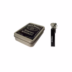 Jack Daniel's tobacco tin and flint action gas lighter
