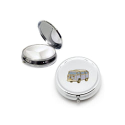 VW camper van silver round pill box
