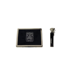 Jack Daniel's fluted cigarette case and flint action gas lighter
