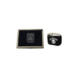 Jack Daniel's fluted cigarette case and electronic gas lighter