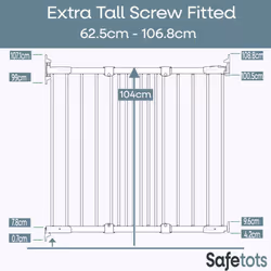 Safetots Extra Tall Screw Fitted Baby Stair Gate - Black