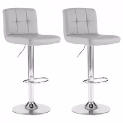 Neo 2x Grey Faux Leather Cuban Swivel Bar Stools
