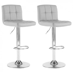 Neo 2x Grey Faux Leather Cuban Swivel Bar Stools