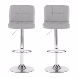 Neo 2x Grey Faux Leather Cuban Swivel Bar Stools