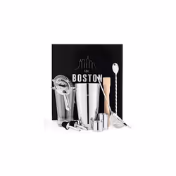 Andrew James Boston Cocktail Shaker Set | 10 Cocktail Accessories Including Muddler Jigger Hawthorne Strainer and Twisted Bar ...